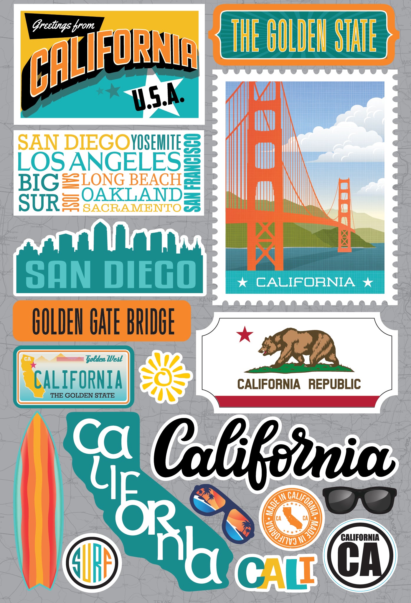 State California Scrapbook Stickers by Reminisce