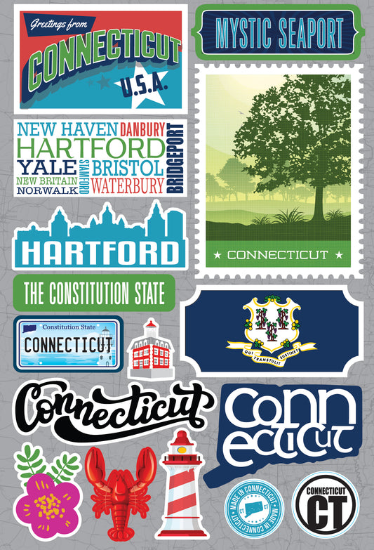 State Connecticut Scrapbook Stickers by Reminisce