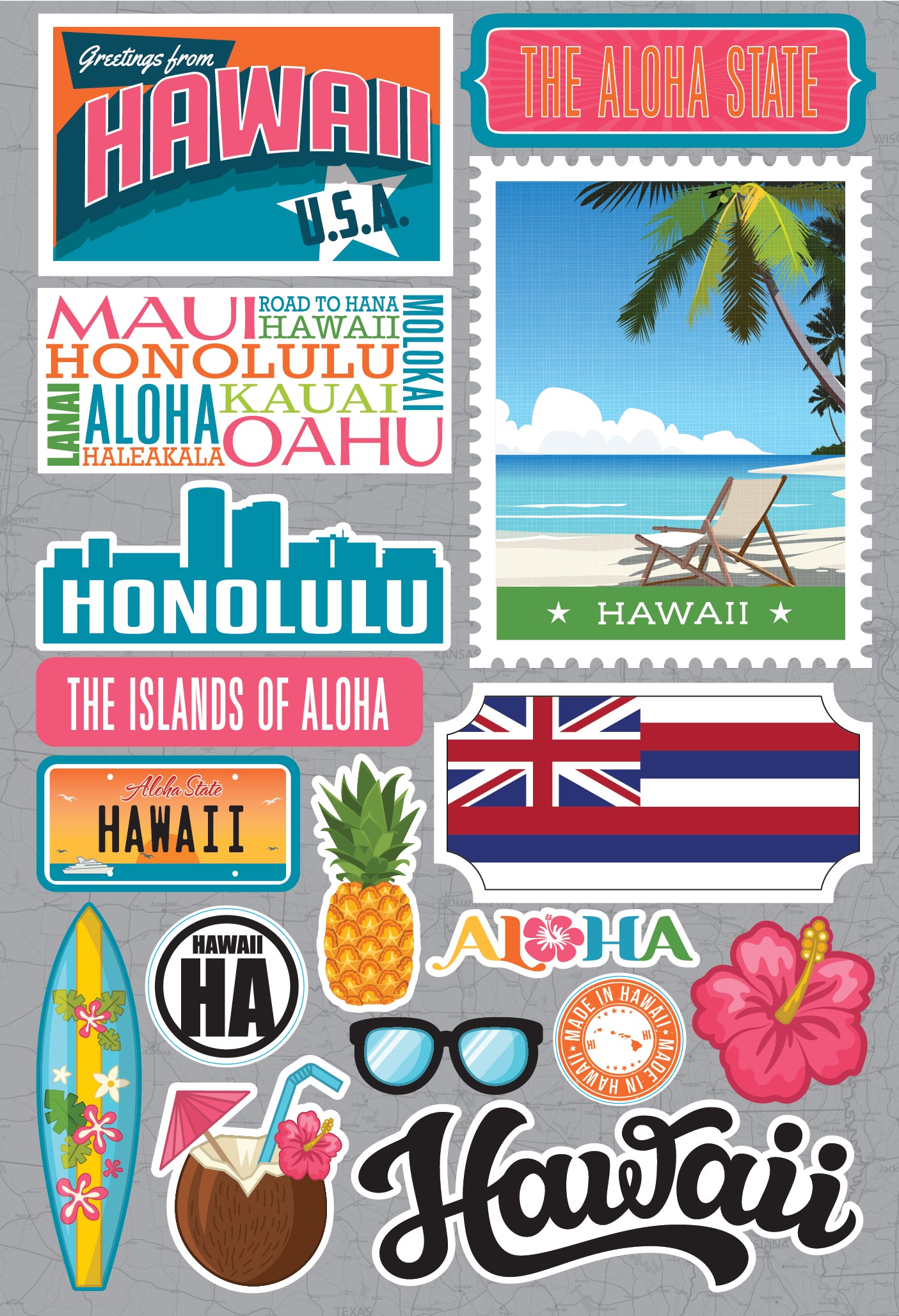 State Hawaii Scrapbook Stickers