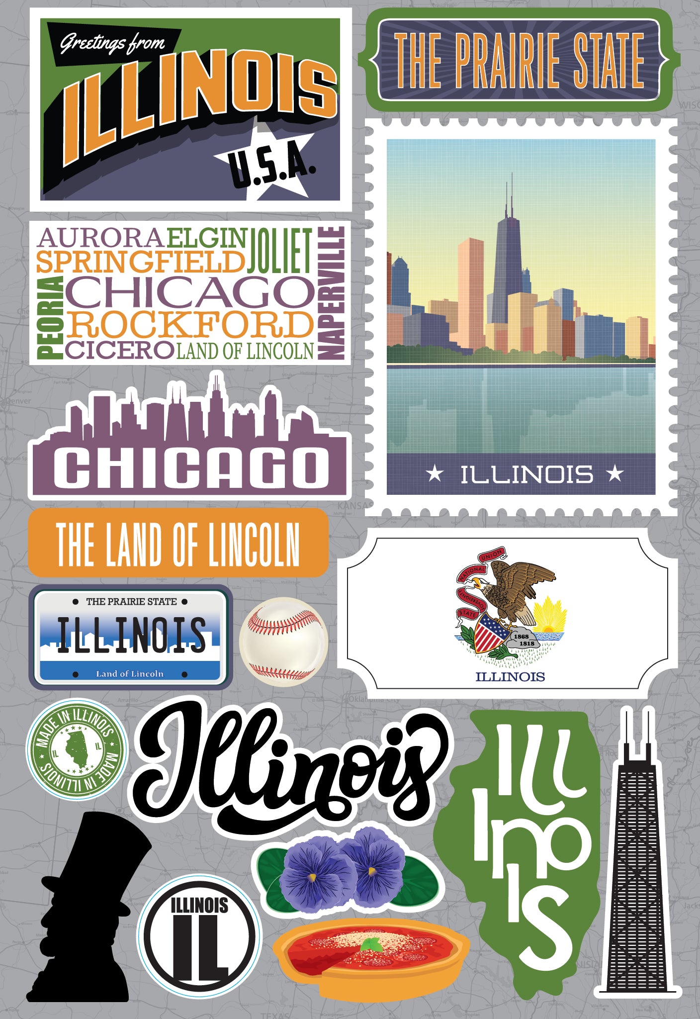 State Illinois Scrapbook Stickers by Reminisce