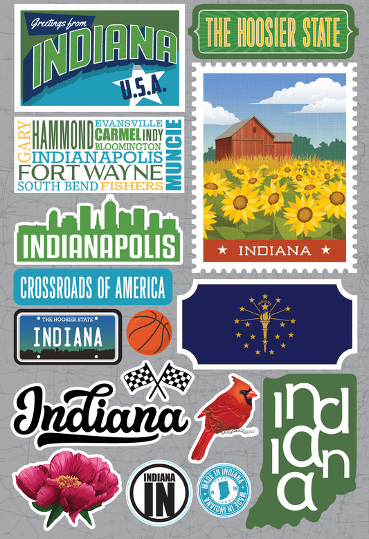 State Indiana Srapbook Stickers by Reminisce