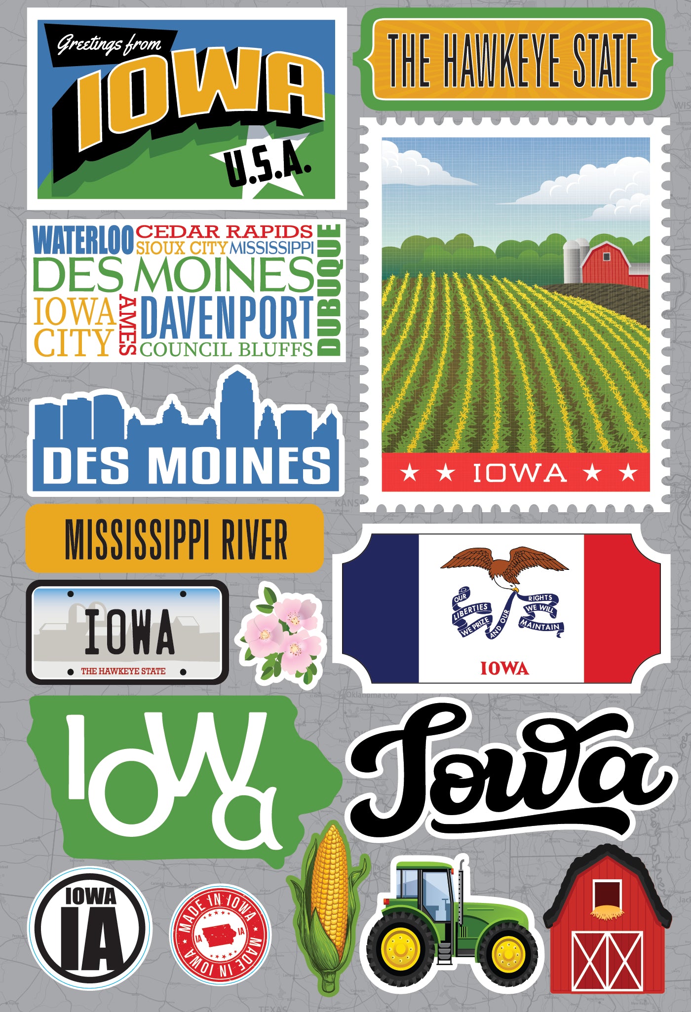 State Iowa Scrapbook Stickers by Reminisce