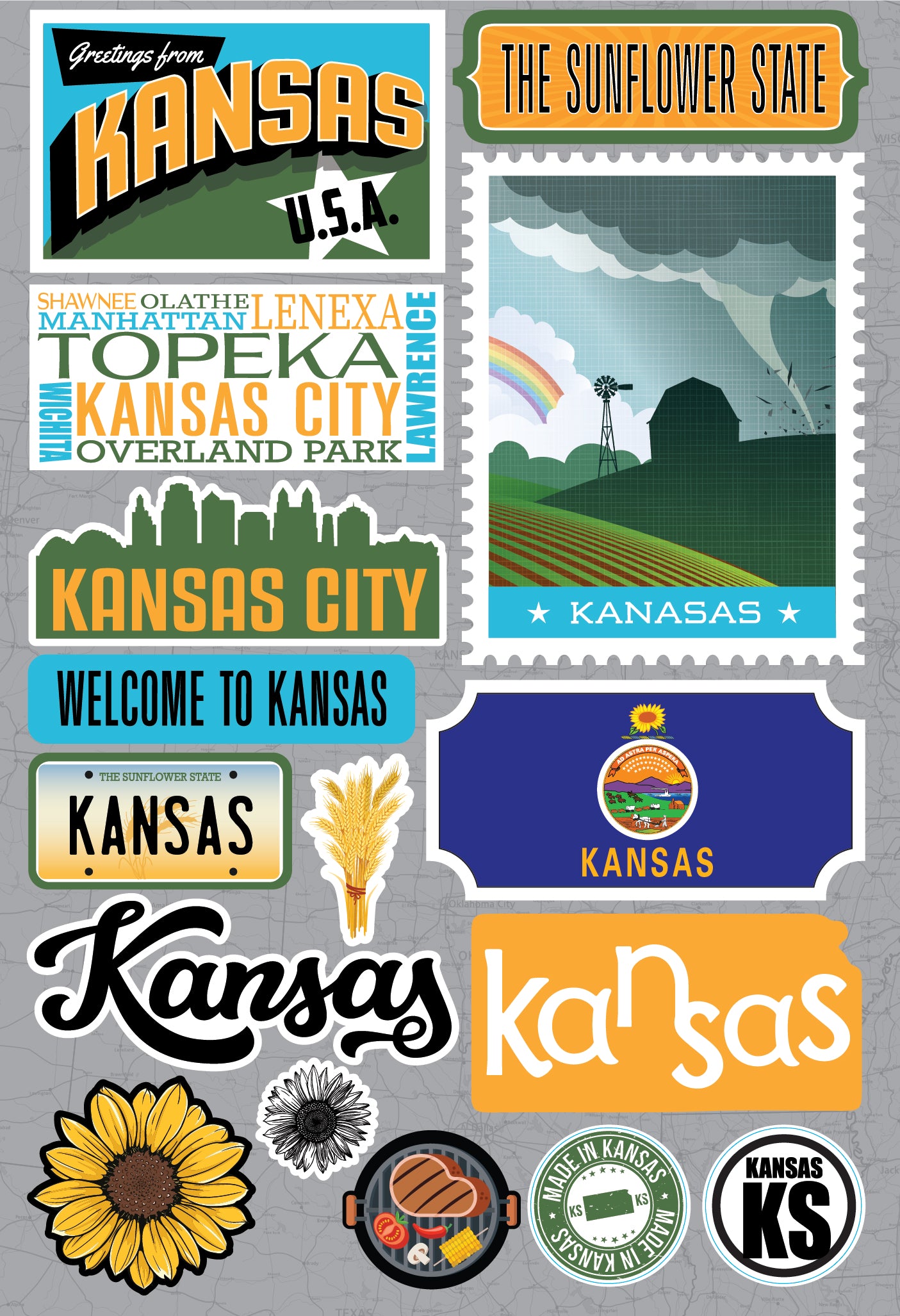 State Kansas Scrapbook Stickers by Reminisce