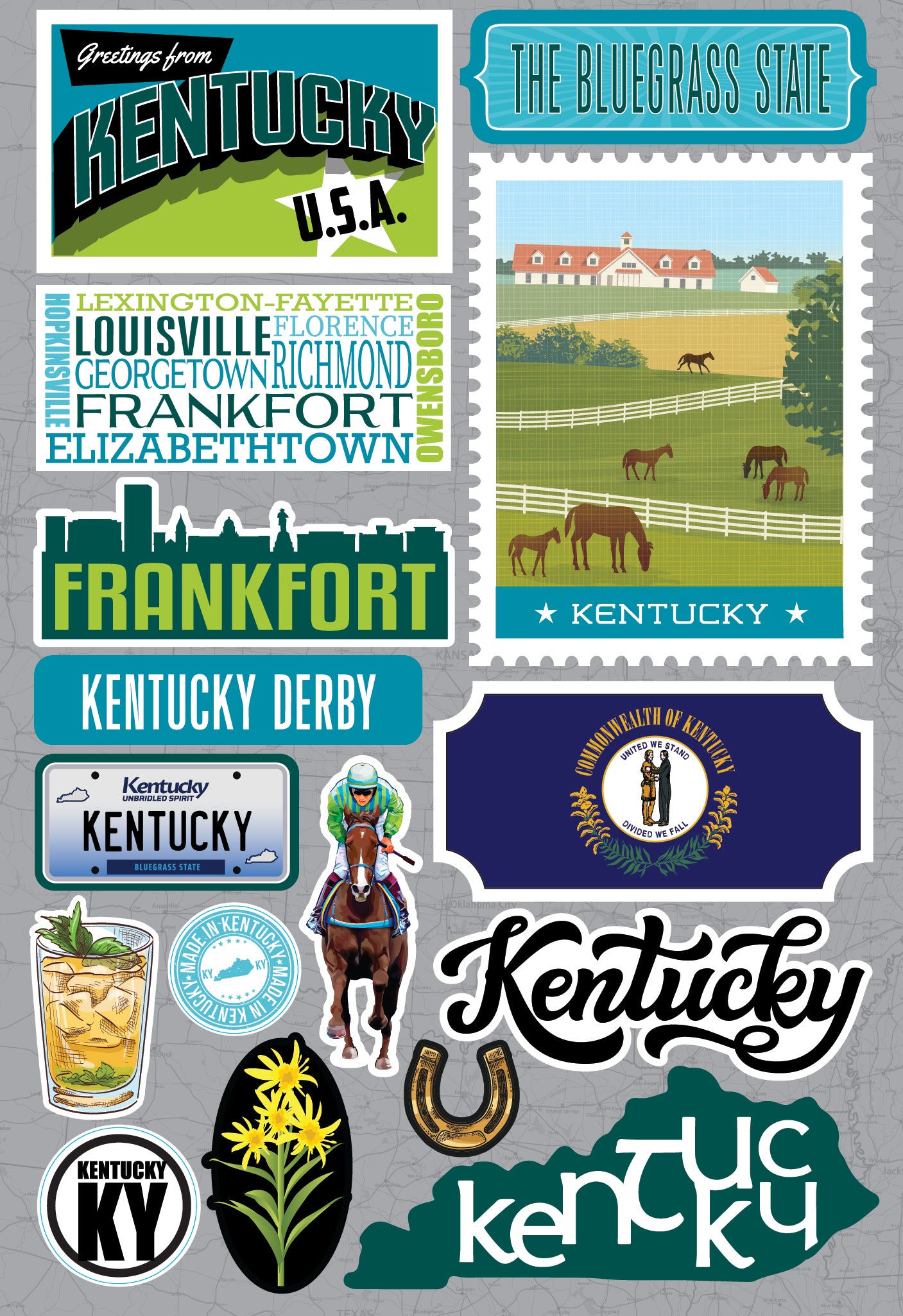 State Kentucky Scrapbook Stickers by Reminisce