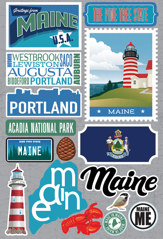 State Maine Scrapbook Stickers by Reminisce