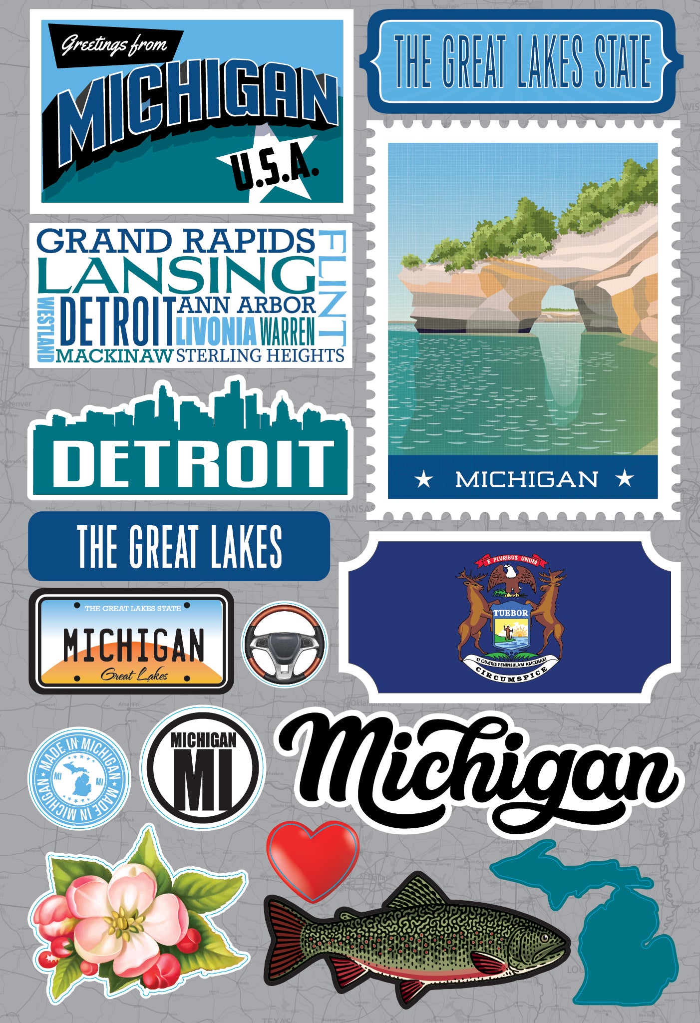 Michigan 3d State Stickers - Jet Setters 3.0
