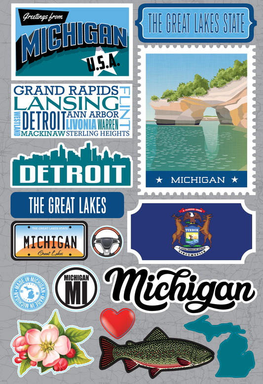 Michigan 3d State Stickers - Jet Setters 3.0