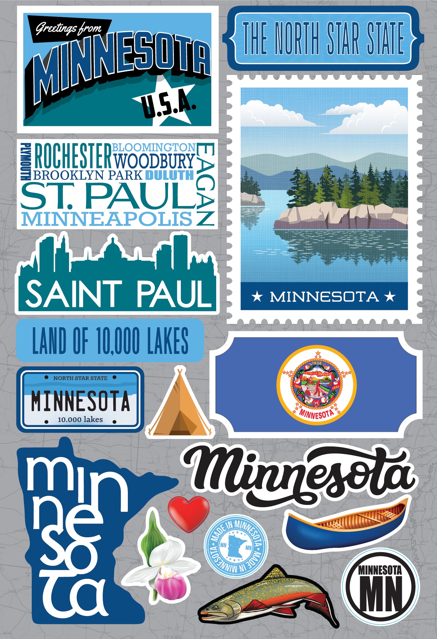 State Minnesota Scrapbook Stickers by Reminisce