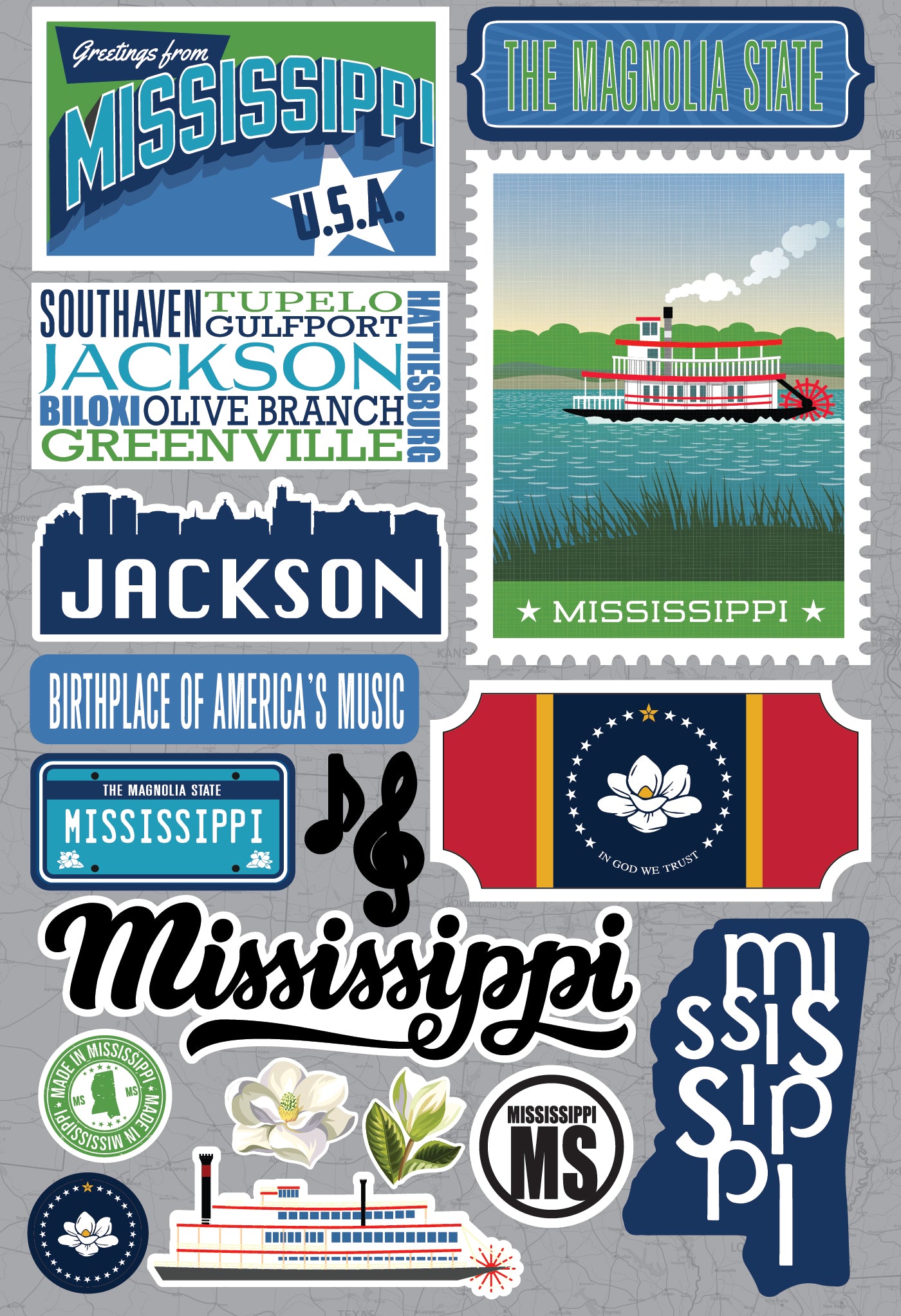 State Mississippi Scrapbook Stickers by Reminisce