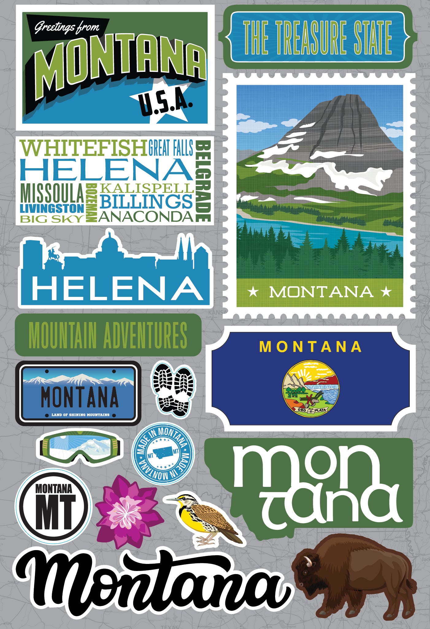 Mon State Sticker Montana 3d State Stickers - Jet Setters 3.0 – Country Croppers