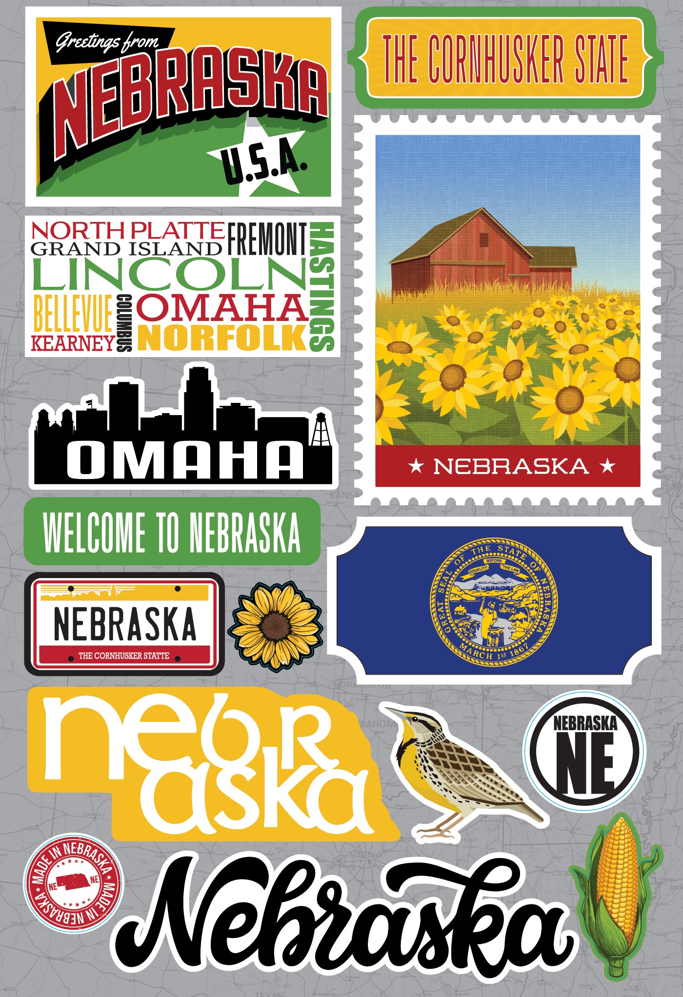 State Nebraska Scrapbook Stickers by Reminisce