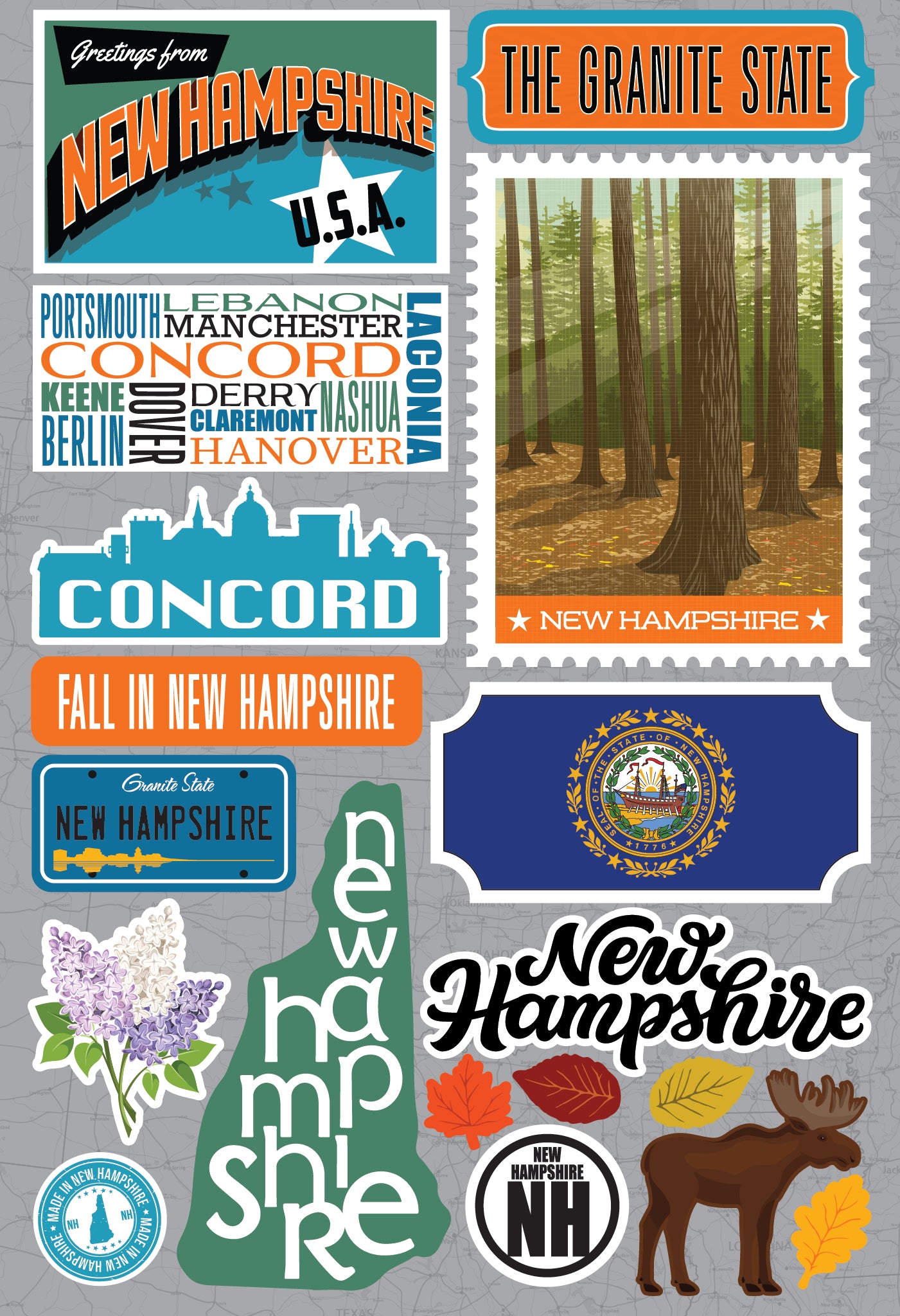 State New Hampshire Scrapbook Stickers by Reminisce