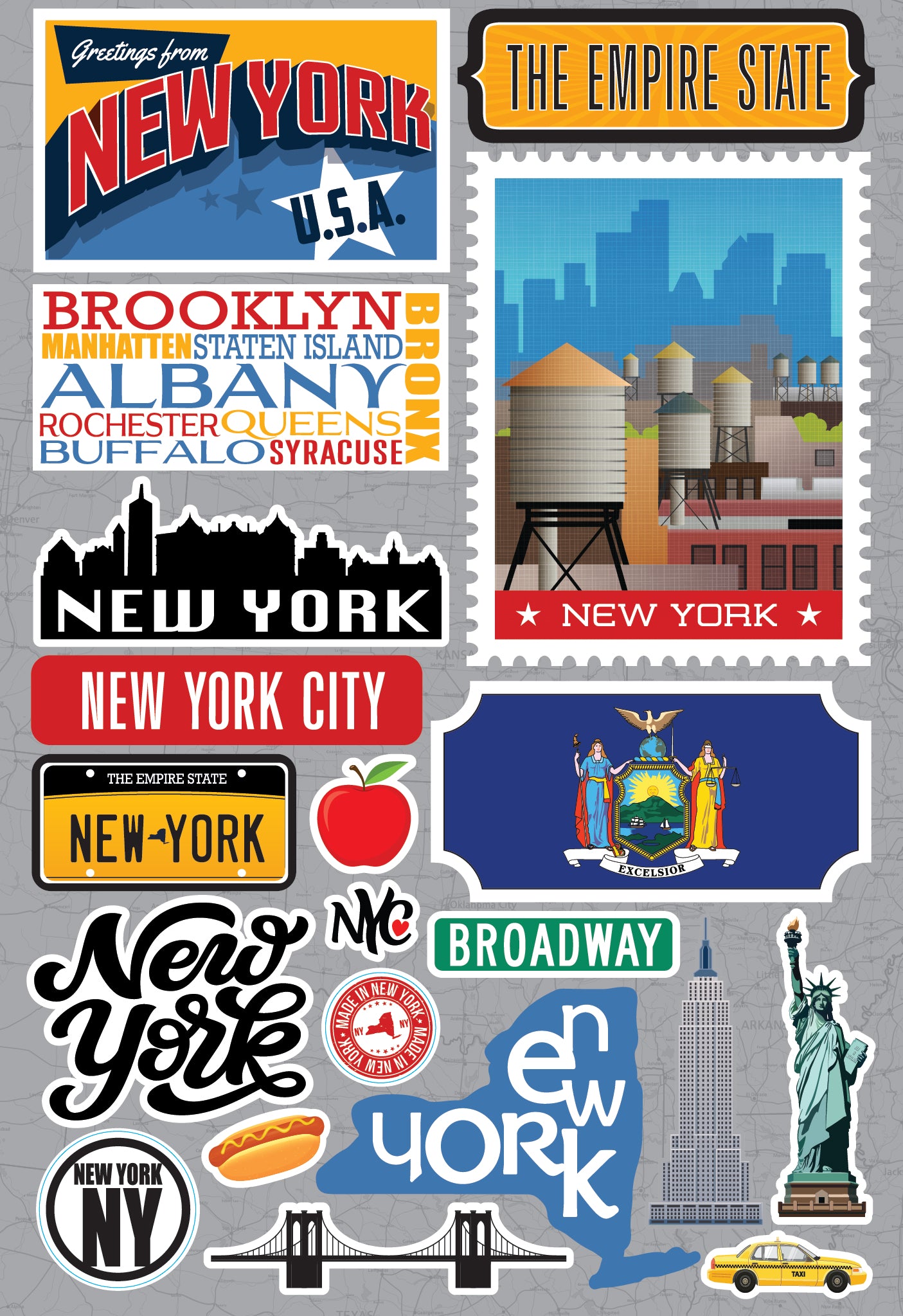 State New York Scrapbook Stickers by Reminisce