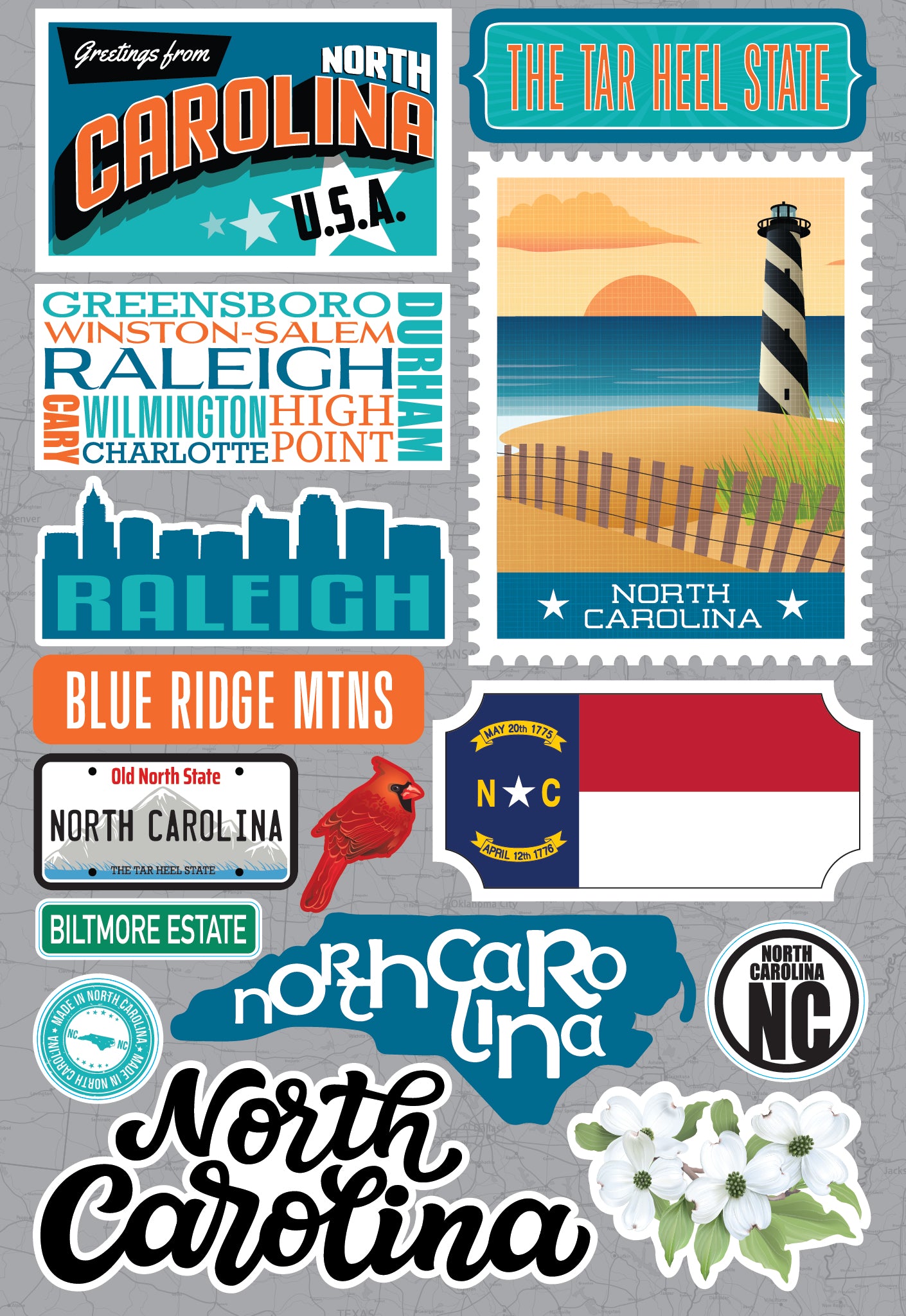 State North Carolina Scrapbook Stickers by Reminisce