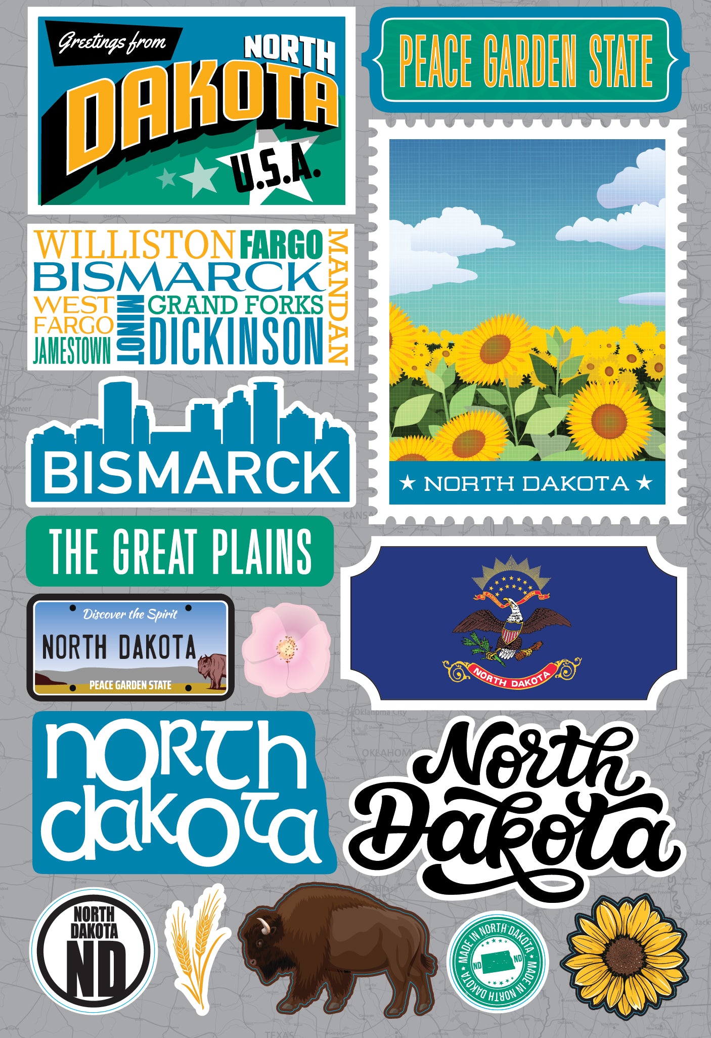 North Dakota 3d State Stickers - Jet Setters 3.0 – Country Croppers