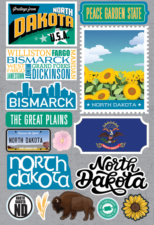 State North Dakota Scrapbook Stickers by Reminisce