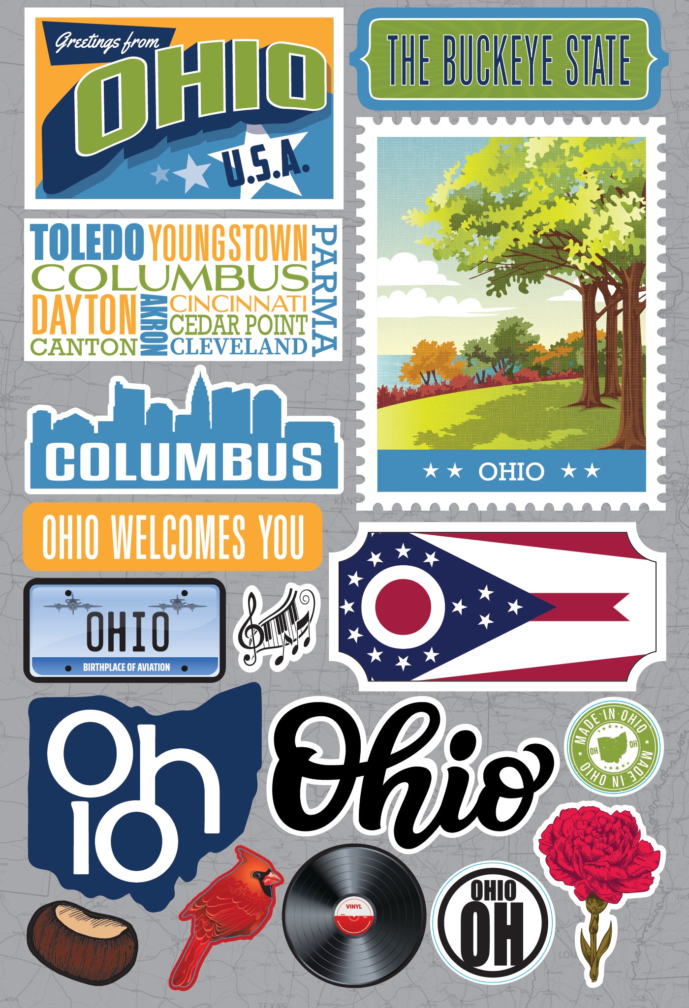 State Ohio Scrapbook Stickers by Reminisce