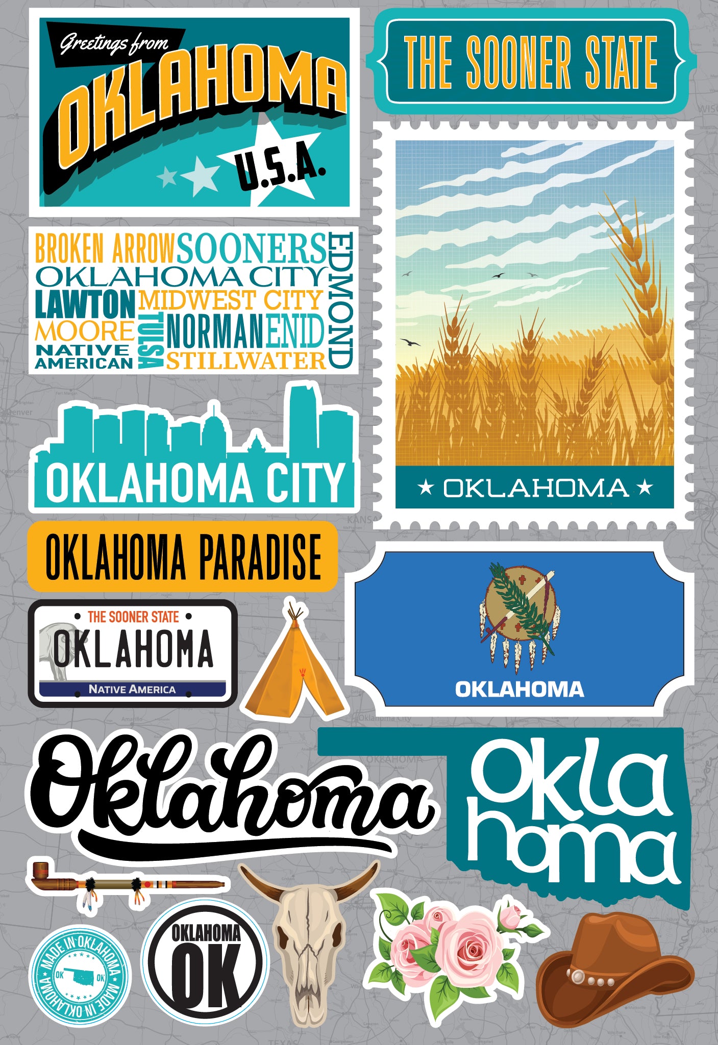 Oklahoma 3d State Stickers - Jet Setters 3.0