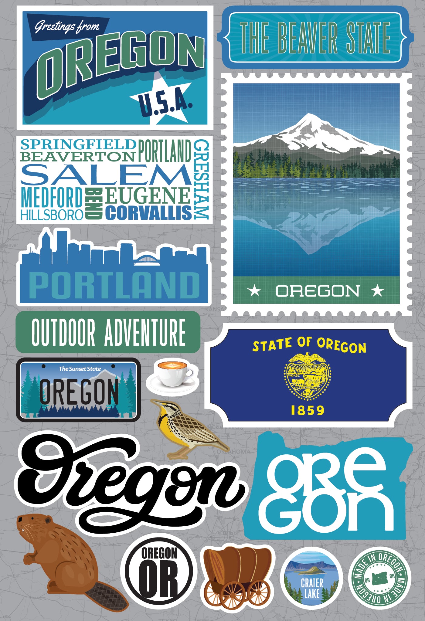 State Oregon Scrapbook Stickers by Reminisce