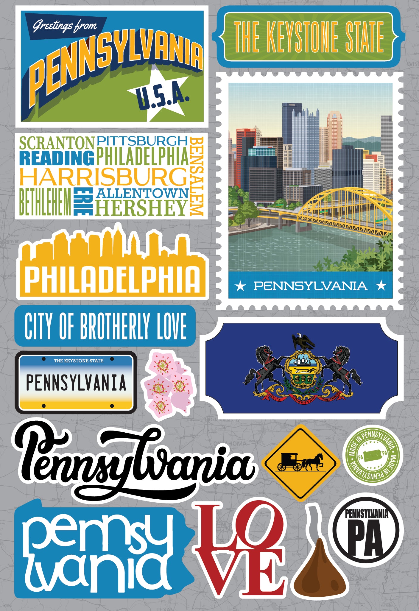 State Pennsylvania Scrapbook Stickers by Reminisce