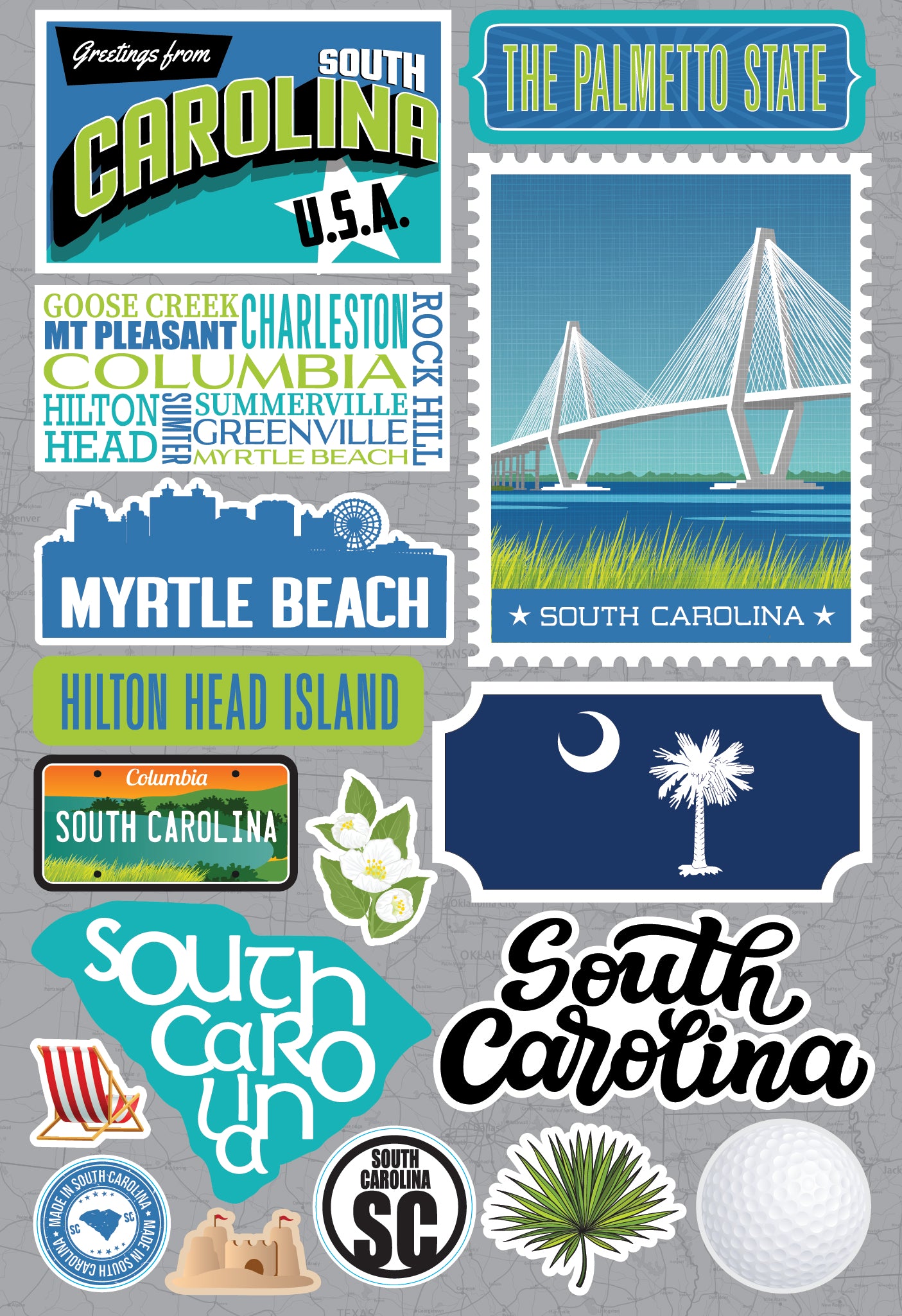 State South Carolina Scrapbook Stickers by Reminisce