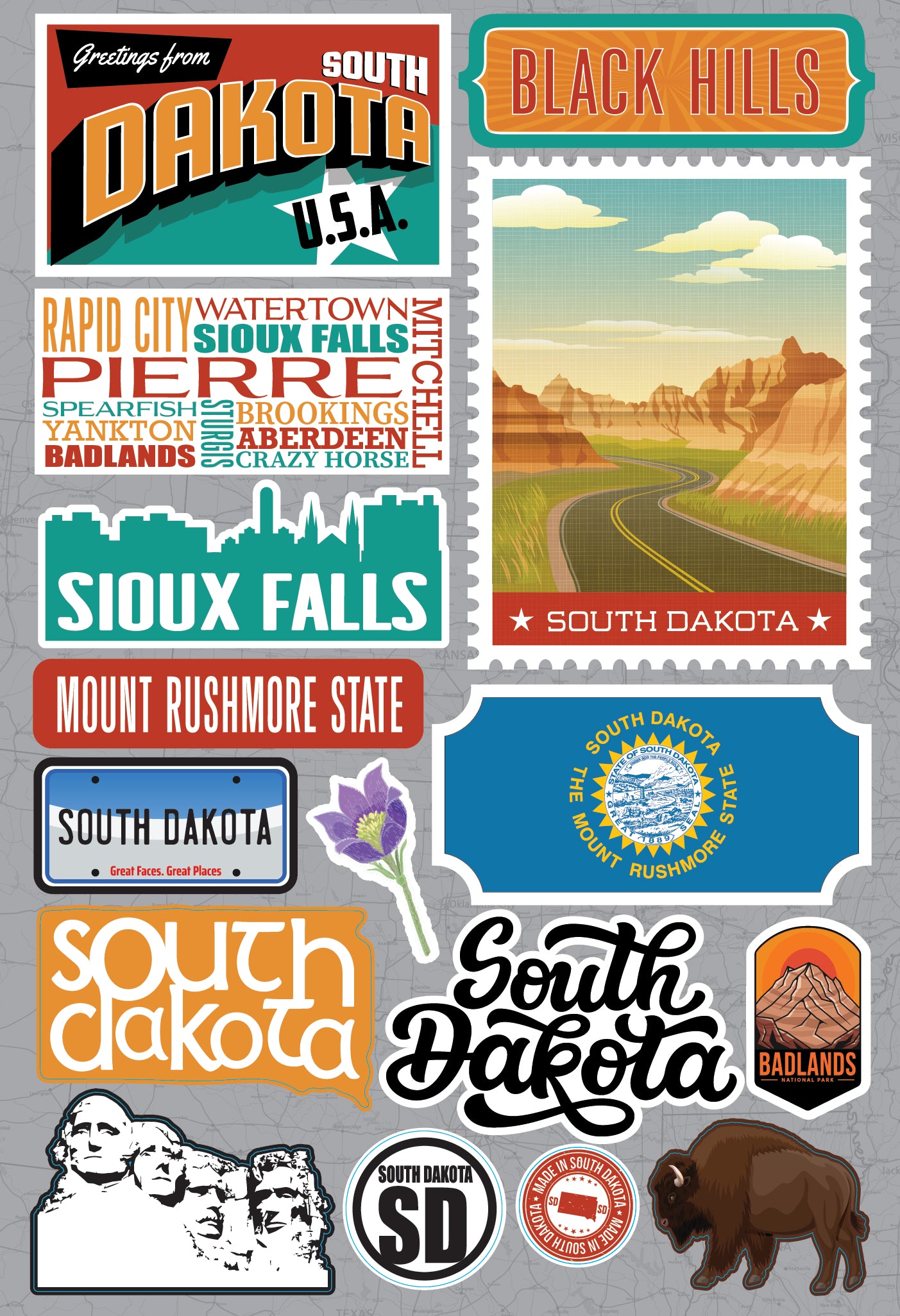 State South Dakota Scrapbook Stickers by Reminisce