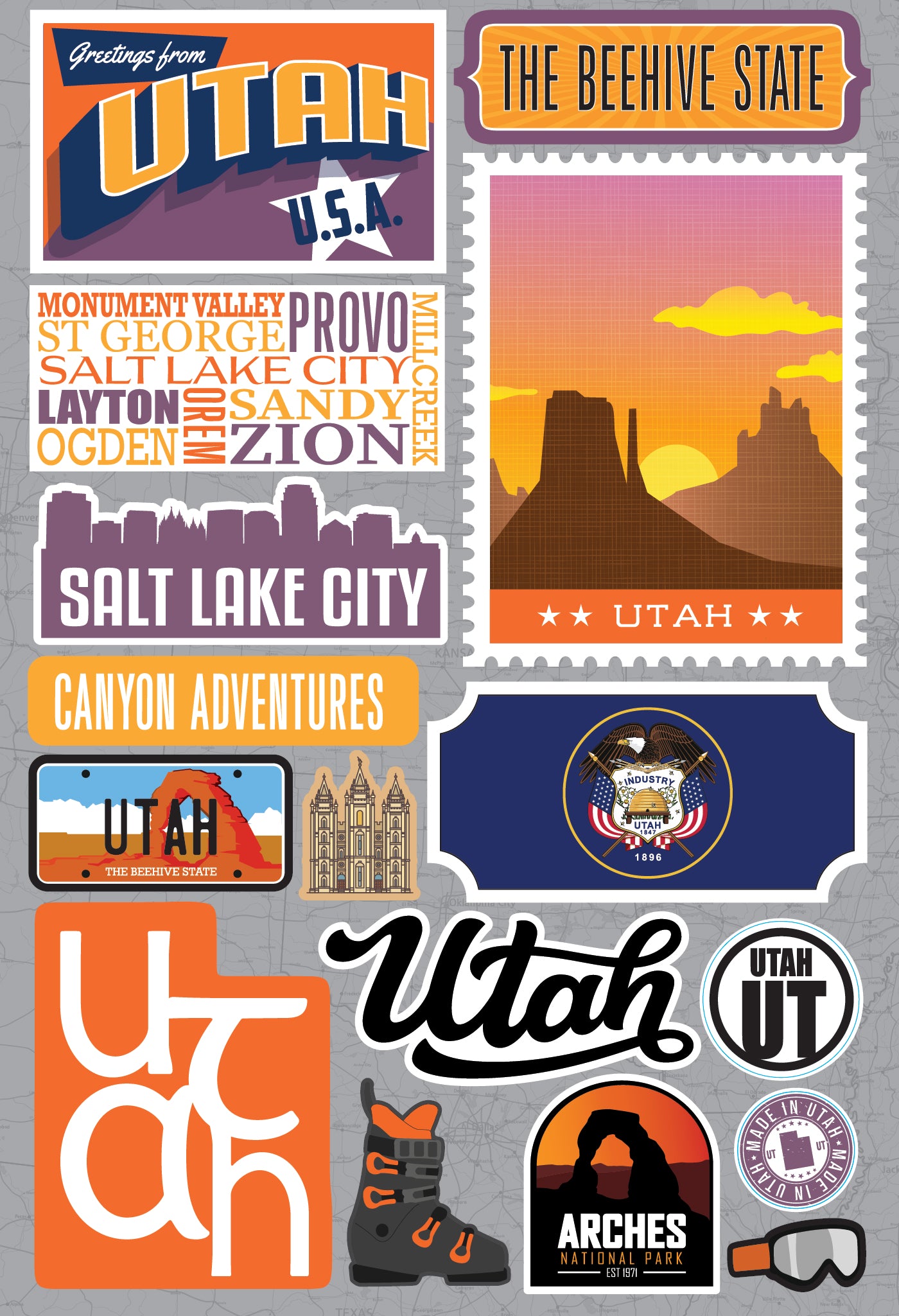 State Utah Scrapbook Stickers by Reminisce