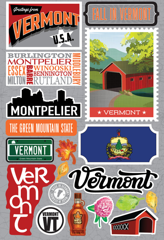 State Vermont Scrapbook Stickers by Reminisce