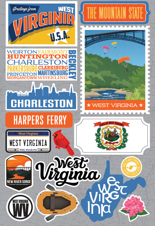 State West Virginia Scrapbook Stickers by Reminisce