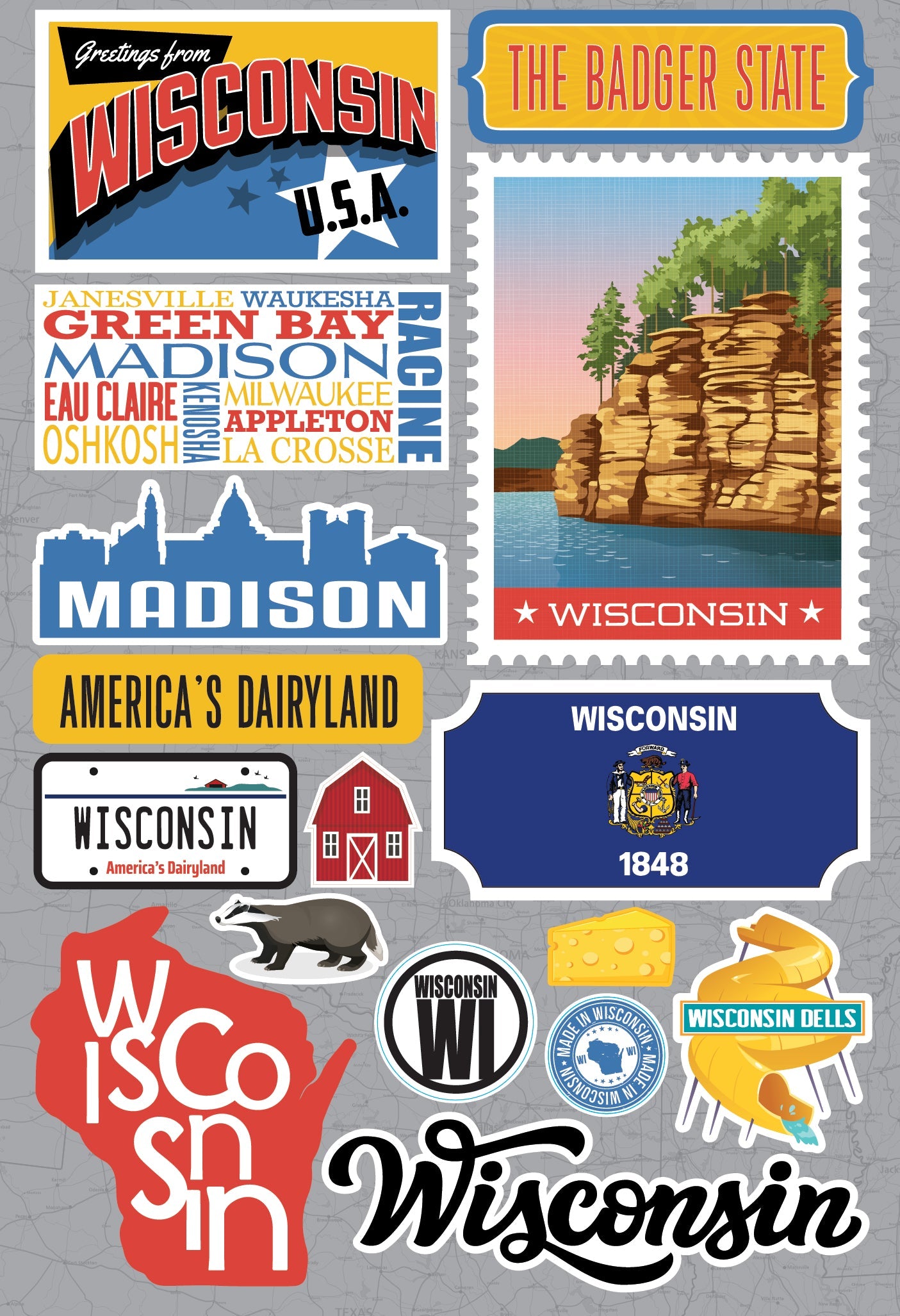 State Wisconsin Scrapbook Stickers by Reminisce