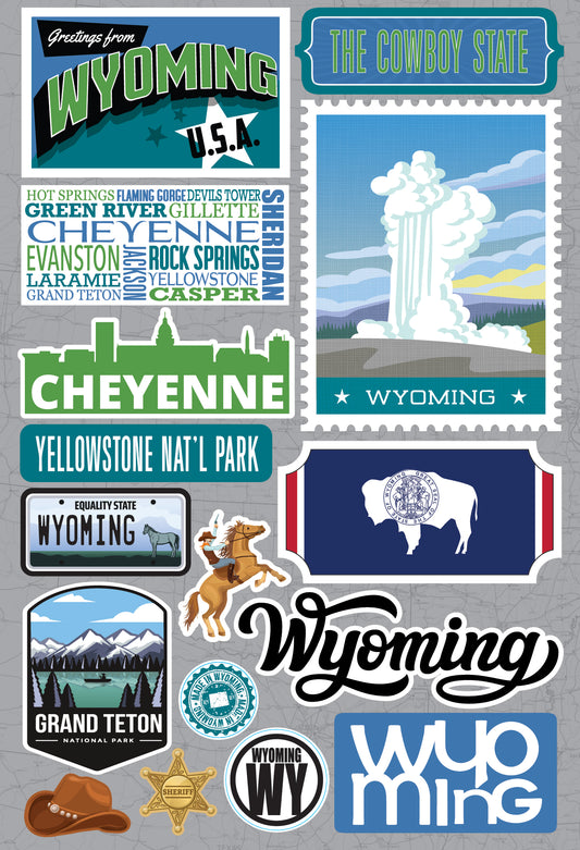 State Wyoming Scrapbook Stickers by Reminisce