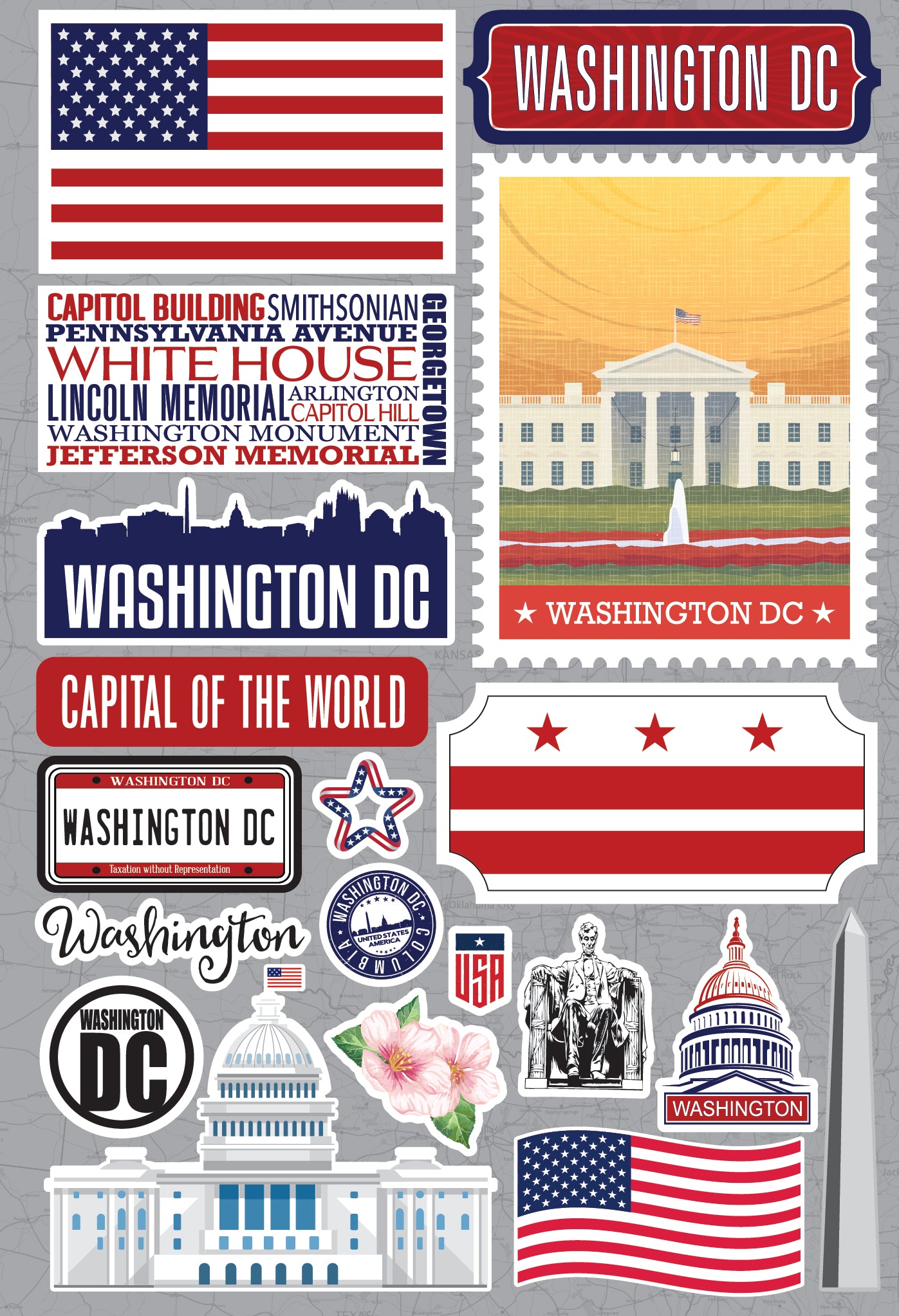 Washington DC Scrapbook Stickers by Reminisce