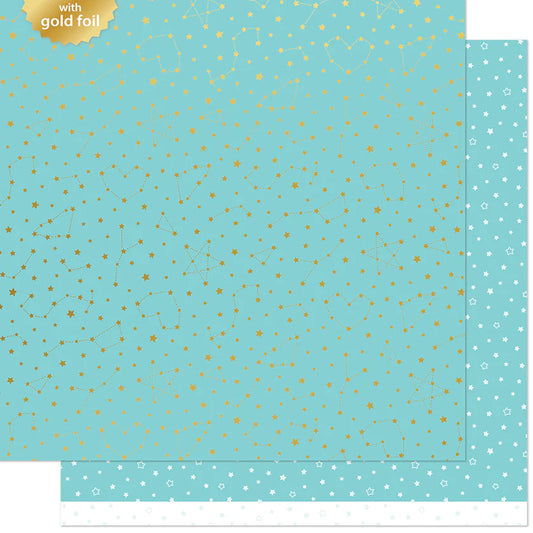 Twinkling Aqua Starry Skies Paper by lawn Fawn