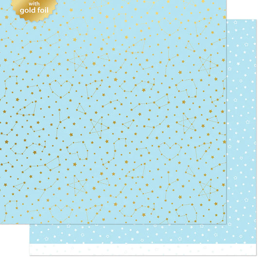 Twinkling Blue Starry Skies Foil Paper