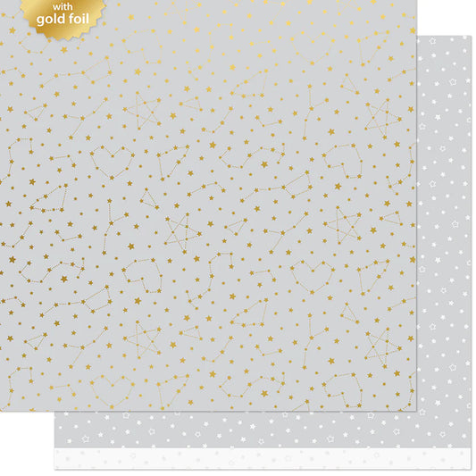 Let it Shine Starry Skies Twinkling Grey 12x12 Foil Star Paper - 2 Sheets
