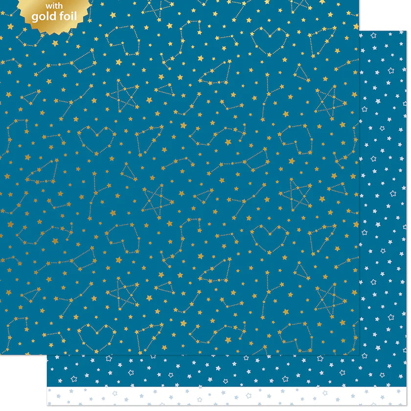 Twinkling Navy Starry Skies Paper by Lawn Fawn