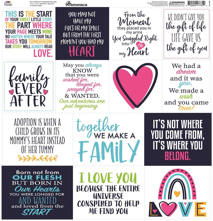 Love Makes a Family Adoption 12x12 Scrapbooking Stickers