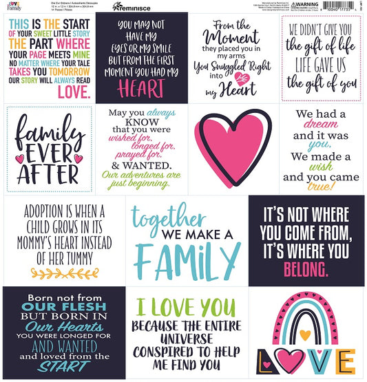 Love Makes a Family Adoption 12x12 Scrapbooking Stickers