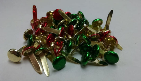 Metallic Christmas Brads Red Green Gold