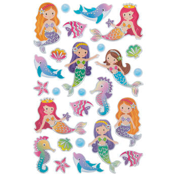 Mermaid and Dolphin Foil Stickers Set - 26 Pieces