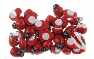 Mini Wooden Ladybug Stickers - 40 Pieces