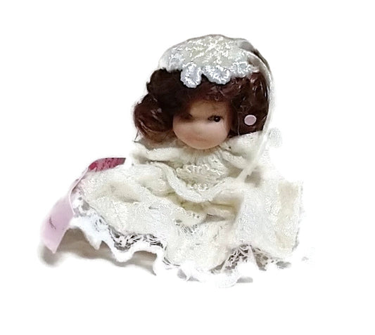 Miniature Crocheted Dress Porcelain Doll