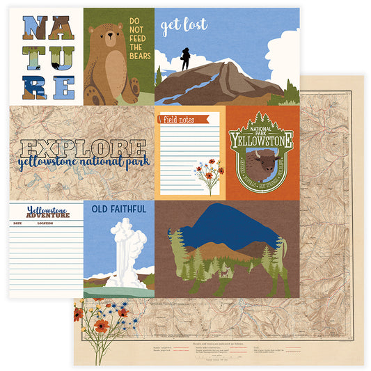 Yellowstone Old Faithful Scrapbook paper