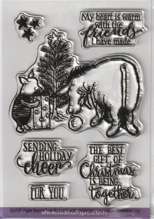 Classic Pooh Piglet Eeyore Christmas Tree Stamp