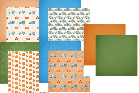 Pumpkin Patch Trucks Scrapbook paper Set