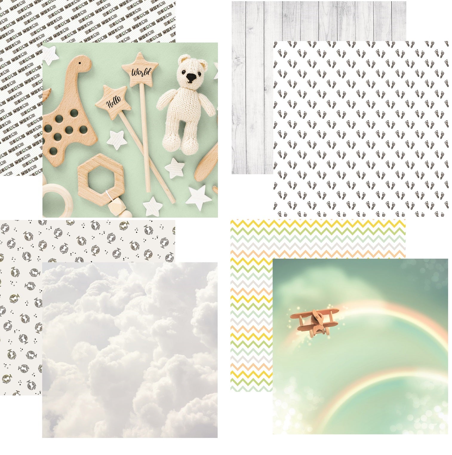 Hello World Baby Scrapbook Paper by Reminisce