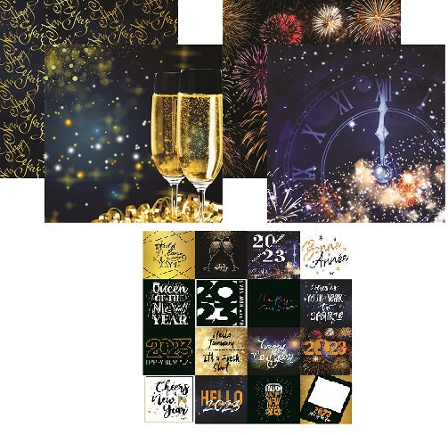 2023 New Year Scrapbook Papers and Stickers