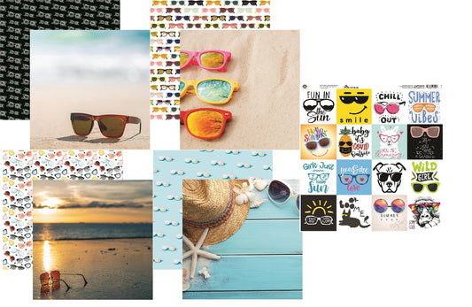 Reminisce Beachin Sunglasses Papers and Stickers Set
