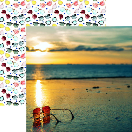 Beachin Sunglasses Sunset Scrapbook Paper