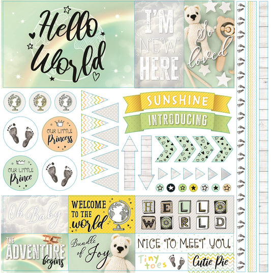 Hello World Baby Scrapbook Stickers by Reminisce